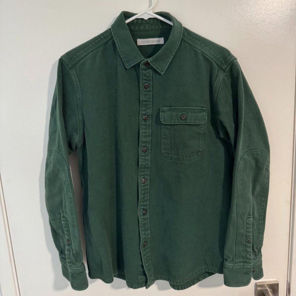 Outerknown Cotton Canvas Long Sleeve Shirt - Forest Green